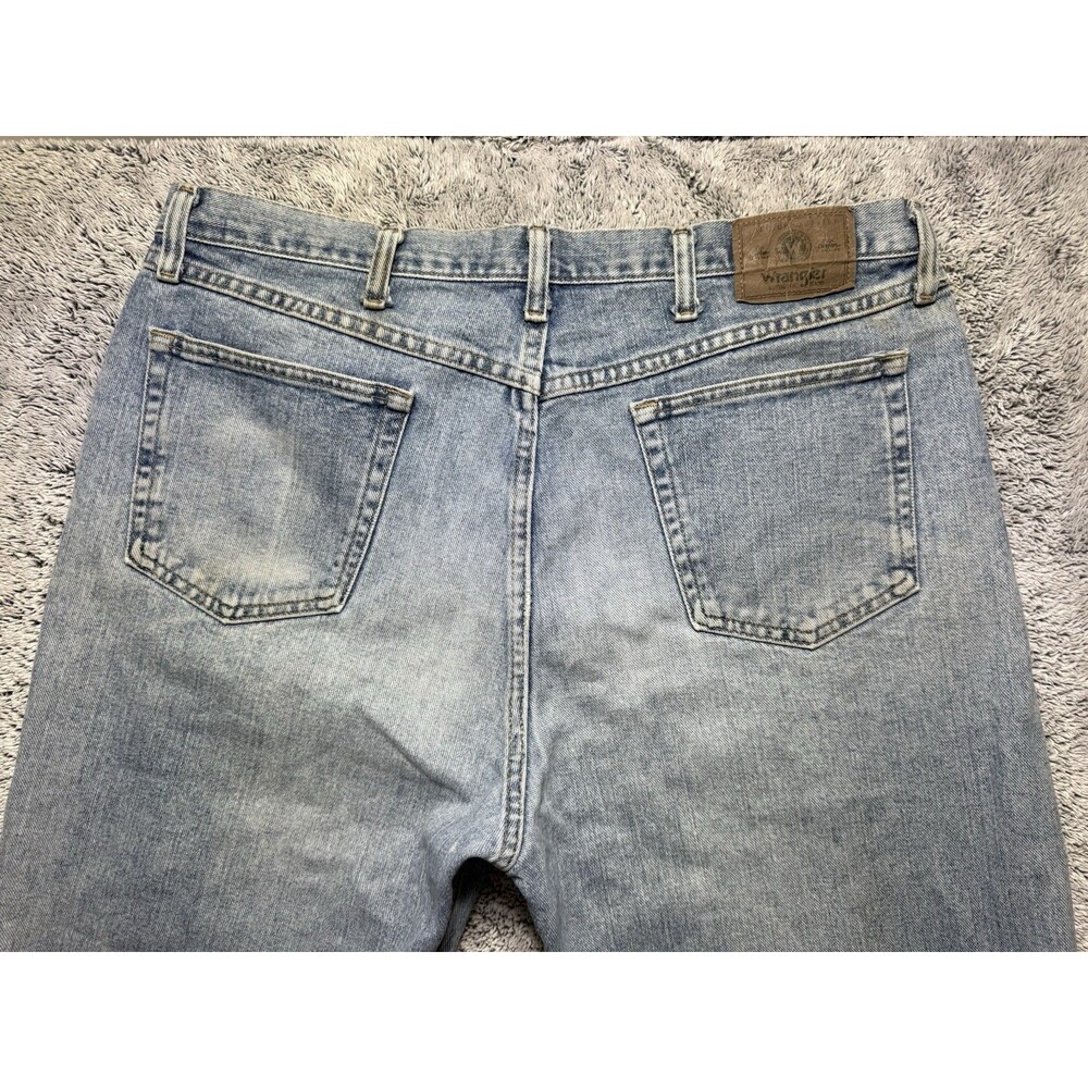 VTG Wrangler Jeans 36x32 Distressed Patina Faded Whiskered Grunge Workwear Denim - Picture 13 of 14